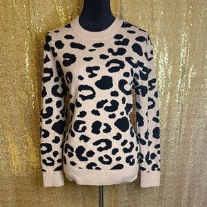 Daily Ritual Ultra Soft Jaquard Leopard Print Sweater
